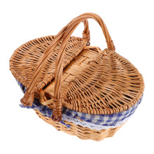 2Pcs Small Multi-Color Woven Rattan Basket Kids Picnic Hamper with Lid