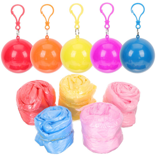 10Pcs Lightweight Practical Rain Ponchos with Keyring for Daily Use