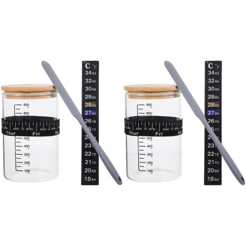 2Ensembles Kit Sourdough Starter En Verre Spatule Silicone Coloré 2
