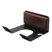 Black Wooden Hair Dryer Holder Wall Mounted Punch-Free Organizer