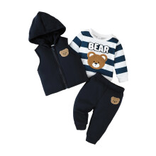 (2-3 Years, Multicolor) Completo invernale 3 pezzi per bambino: felpa maniche lunghe, pantaloni da jogging e gilet.