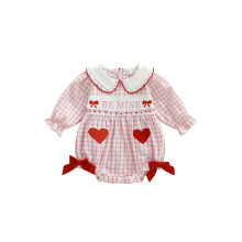 (12-18 Months, Pink) Valentinstag Baby-Mädchen-Strampler Bequemer Langarm-Jumpsuit mit Puppenkragen, Buchstaben- und Herzstickerei