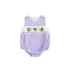 (6-12 Months, Purple) Tutina da bambina per Carnevale, senza maniche, con scollo rotondo e ricami a quadri.