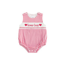 (0-3 Months, Watermelon Red) Tutina a quadri per neonato, ideale per San Valentino, con ricamo a cuore, senza maniche.