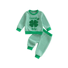 (3-6 Months, Green) Completo irlandese neonato: felpa a maniche lunghe con trifoglio e pantaloni. Abbigliamento per bambini.