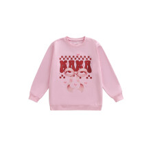 (XXL, Pink Mom) Moletons combinando para mãe e filha no Dia dos Namorados, com letras estilosas e laço, manga longa e gola redonda.