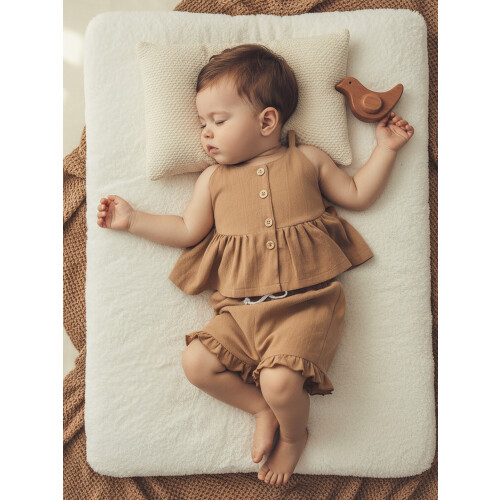 (6-12 Months, Coffee) Set 2 buc culoare solidă. 2