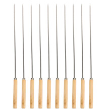 30Pcs Barbecue Skewers Stainless Steel Flat with Wood Handle for Bbq