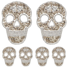 6Pcs Adhesive Resin Skull Patches Light Grey DIY Craft Applique