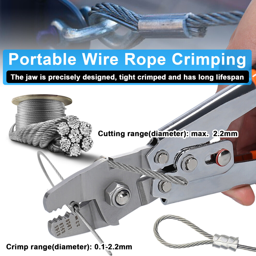 Portable Wire Rope Crimping Tool Clamp Plier 0.1-2.2Mm Black Silver 4941385768474