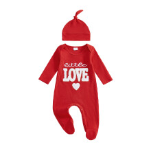 (0-3 Months, Red) Completo neonati San Valentino: tutina lunga cuori e cappellino, abbigliamento.