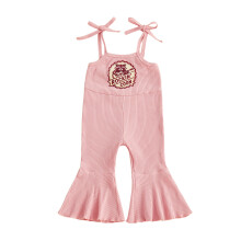 (6-12 Months, Pink) Letné nohavice pre batoľatá, overal so zvieracou potlačou, bez rukávov, zvonový strih