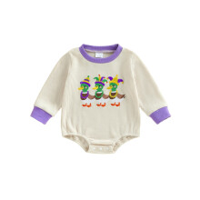 (12-18 Months, Apricot) Macacão infantil de carnaval com mangas compridas e gola redonda, bordado de patinhos.