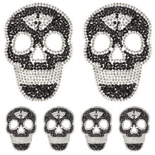 6St Zwarte Rhinestone Skull Patches Voor Decoratie En Reparatie