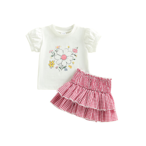(3-4 Years, Pink) Set de 2 floral drăguț.