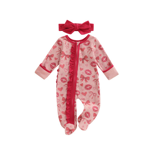 (6-12 Months, Red) Conjunto Bebê Menina com laço.