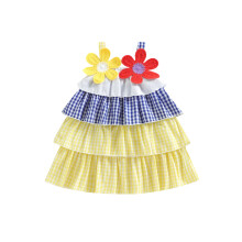 (12-18 Months, Yellow) Rochie de vară cu imprimeu floral și imprimeu floral pentru fete mici
