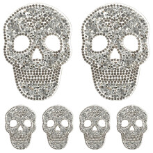 6Pcs Silver Resin Skull Craft Patches Adhesive for DIY Bags Jackets