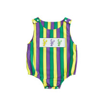 (6-9 Months, Purple) Macacão infantil unissex de verão com estampa de lagosta, gola redonda e sem mangas, ideal para uso diário.