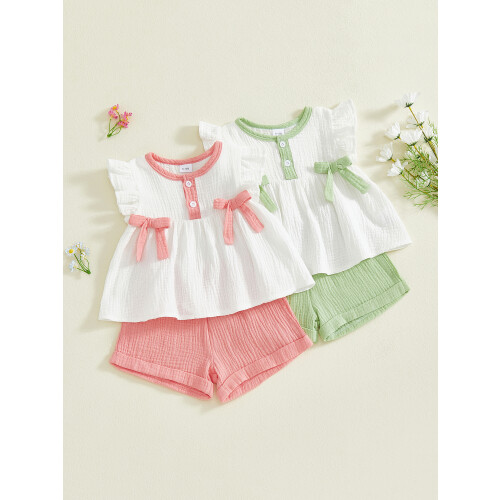 (6-12 Months, Pink) Set de pantaloni 2 piese. 2