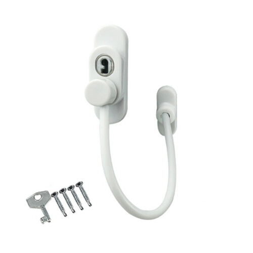 (White, Thicken) Window Door Restrictor Security Cable Key Lock Child Baby Thickened Safety