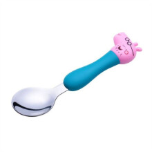 (Big Spoon)Peppa Pig Cartoon Tableware Spoon Fork Baby Complementary Food Scraper Training