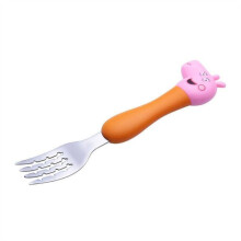 (Big Fork)Peppa Pig Cartoon Tableware Spoon Fork Baby Complementary Food Scraper Training