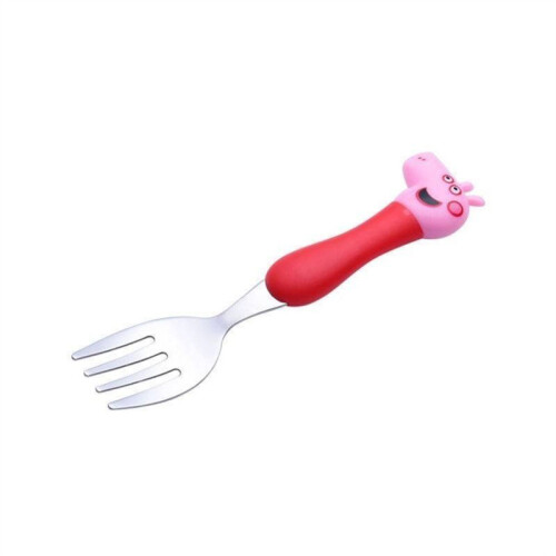 (Little Fork)Peppa Pig Cartoon Tableware Spoon Fork Baby Complementary Food Scraper Training