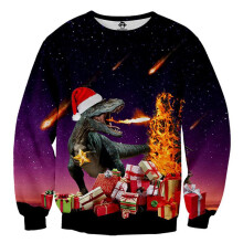 (Gray Dinosaur,2XL)Ugly Christmas Sweater Womens Mens Dinosaur Sweatshirt Long Sleeve Tops Pullover