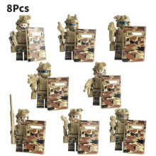 (Brown)Elite Forces Minifigure Set Military Swat Building Blocks Action Toy Oriented