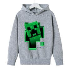 (Gray,Child 160cm)Felpe con cappuccio per bambini Game Minecraft maglioni maglioni casual con cappuccio