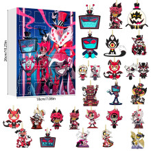 (Style F) Hazbin Christmas Hotel Calendar With Cartoon Acrylic Hangings For Exchange Gift