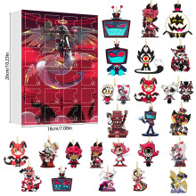 (Style E)Calendario de Navidad Hazbin Hotel con colgantes de acrílico de dibujos animados para regalo de intercambio