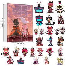 (Style A)Calendario de Navidad Hazbin Hotel con colgantes de acrílico de dibujos animados para regalo de intercambio