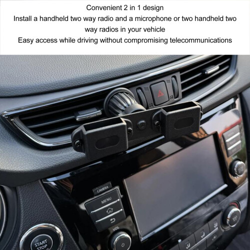 Handheld Car Vent Mount for 2-Way Radios, Black, ABS, Universal Compatibility 2