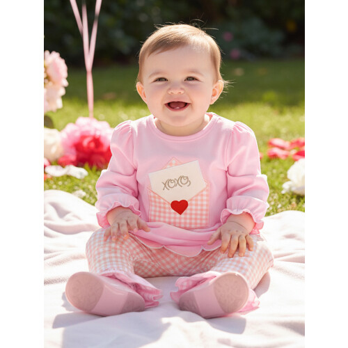 (18-24 Months, Pink) Σετ ανοιξιάτικων συνόλων 2 τεμάχια. 2