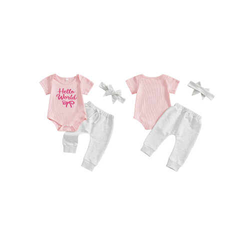 (6-12 Months, Pink) Set de 3 pantaloni simpli. 1