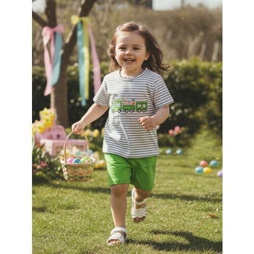 (2-3 Years, Green) Set de bluze mânecă scurtă. 2