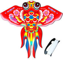 (Red)Cometa de viento infantil con forma de pez dorado con artesanía mecánica y colores vibrantes