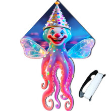 (1.4M)Cometa pulpo payaso con material de poliéster para juegos infantiles al aire libre