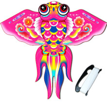 (Pink)Cometa de viento infantil con forma de pez dorado con artesanía mecánica y colores vibrantes