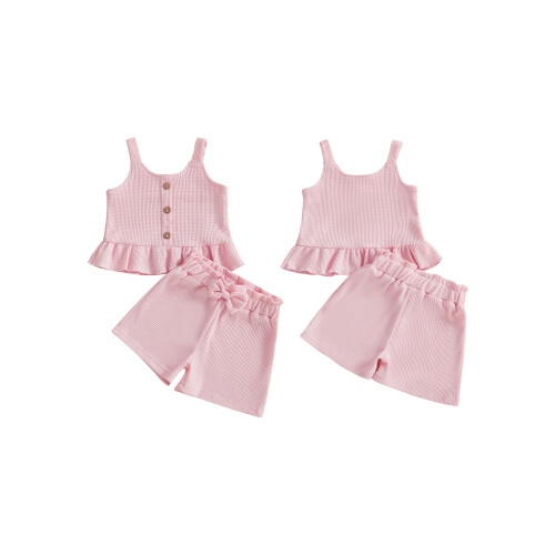 (18-24 Months, Pink) Conjunto moderno de cor sólida. 1