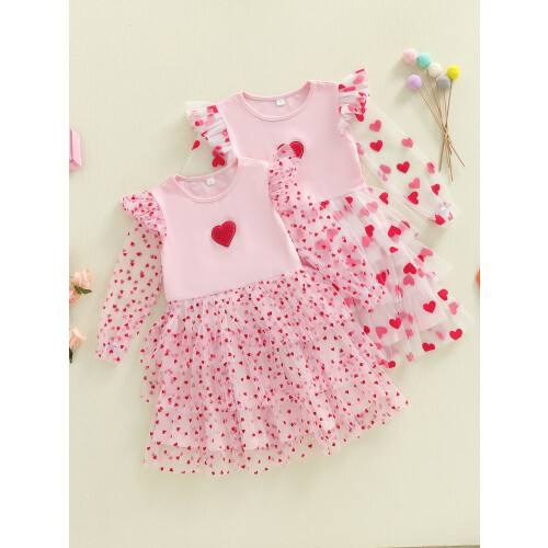 (3-4 Years, Pink) Φόρεμα Αγίου Βαλεντίνου χαριτωμένα ρούχα 2
