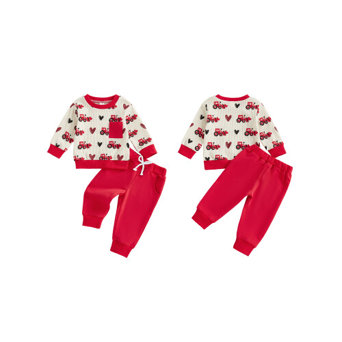 (6-12 Months, Red) Set de 2 pantaloni elastici 1