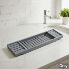 Gray Wooden Bath Tray for Across the Bath Over Bath Rack Bathroom Storage Shelf Wood