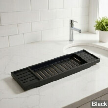 Black Wooden Bath Tray for Across the Bath Over Bath Rack Bathroom Storage Shelf Wood