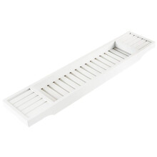 White Wooden Bath Tray for Across the Bath Over Bath Rack Bathroom Storage Shelf Wood