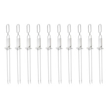 Stainless Steel Double Needle Barbecue Skewers with Self Push Plate Barbecue Forks Outdoor BBQ Accessories Tools 10pcs