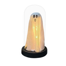 Halloween Light Halloween Dekor Spöke i Glas Cloche Söt Spöke med Ljus för Öppen Spis Halloween Dekorationer