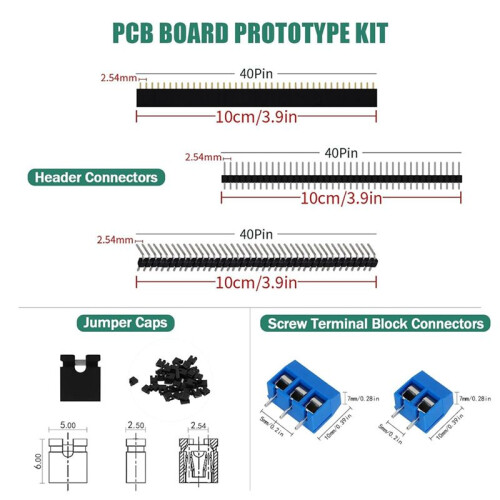 147-Piece PCB Circuit Board Prototype Kit - Double-Sided Perf Boards in 6 Sizes 2